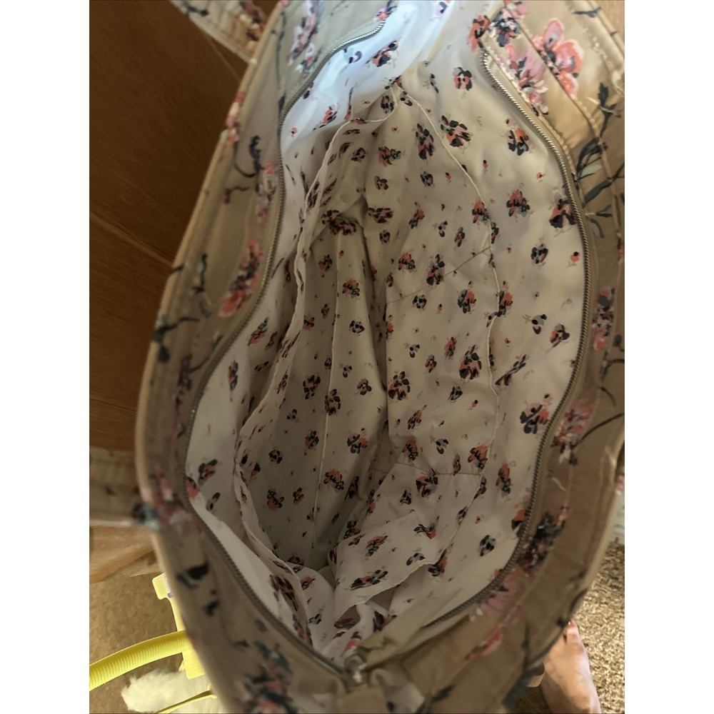 Vera Bradley Strawflowers Large Tote Performance In Tan - Picture 5 of 8